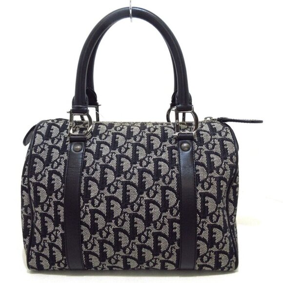 100% Authentic ChristiaDior Logogram Light gray Dark Navy Hand Bag - Picture 2 of 13